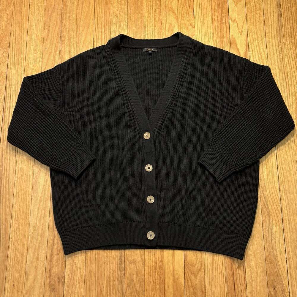 Quince Women’s Size Large Cotton Oversized Fisherman Cardigan Black